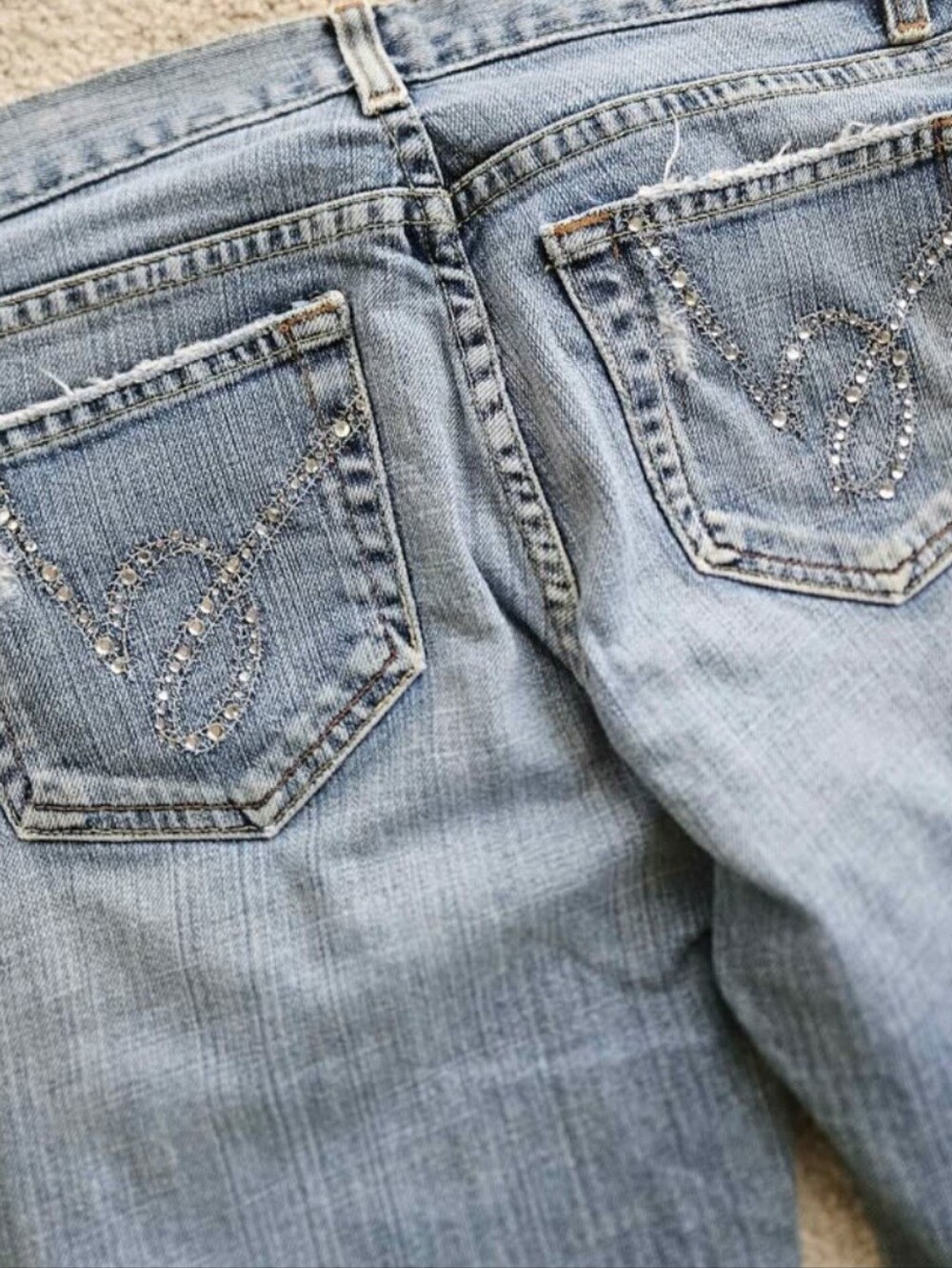 bebe Light Blue Distressed Low Rise - Picture 4 of 5